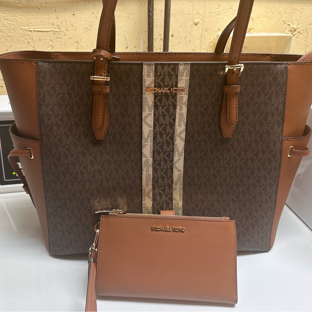 MK purse and matching luggage brown wallet